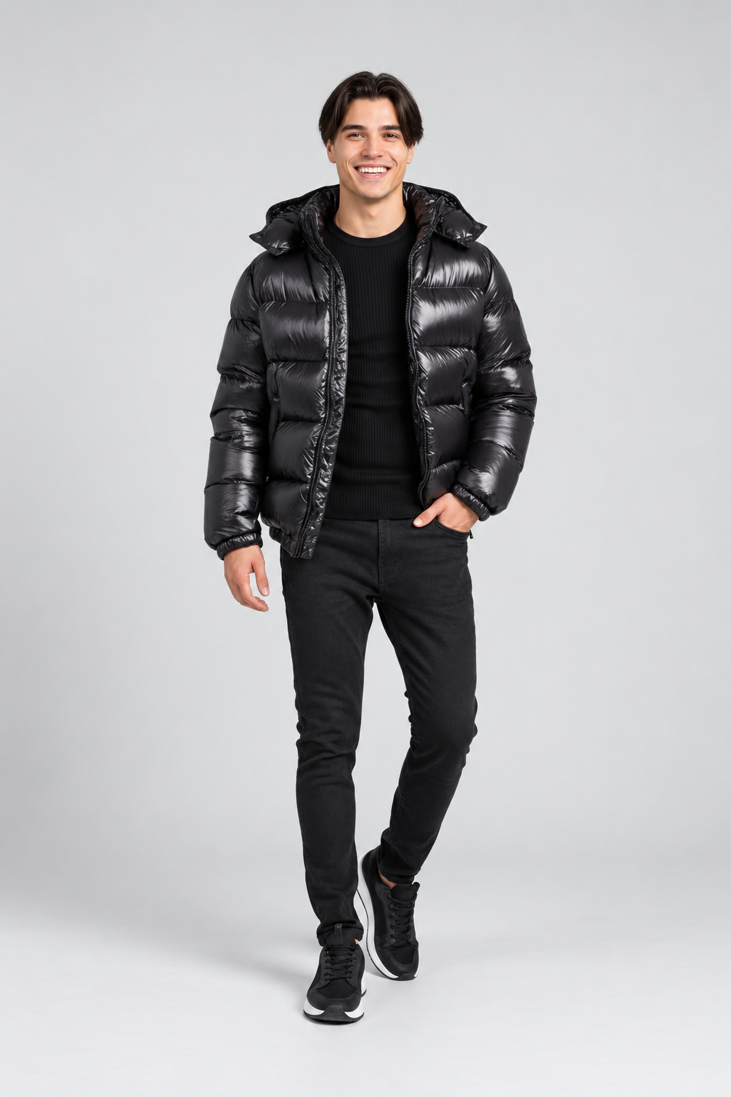 Luuk – Gewatteerde heren pufferjas met capuchon – Polyester – Herfst / Winter