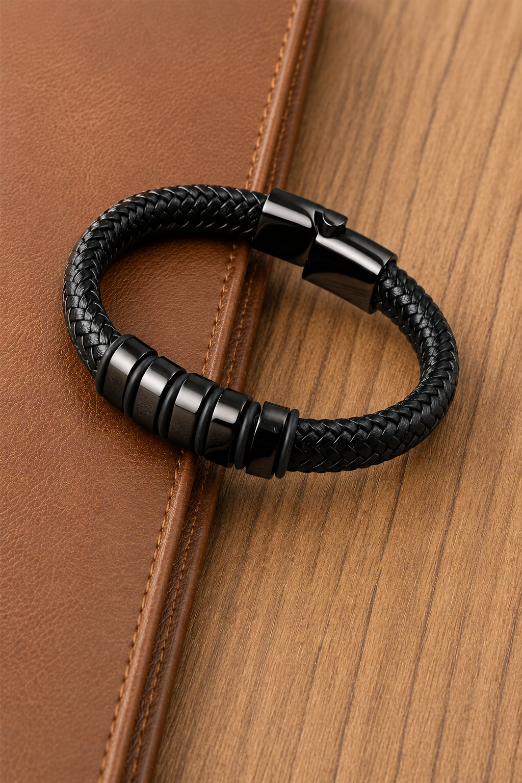 Fidel – Luxe gevlochten herenarmband – PU-leer & magnetische sluiting – Alle seizoenen