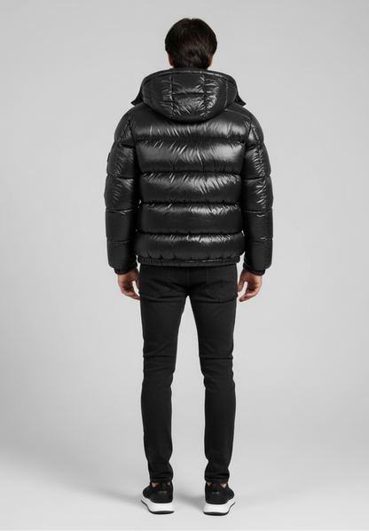 Luuk – Gewatteerde heren pufferjas met capuchon – Polyester – Herfst / Winter