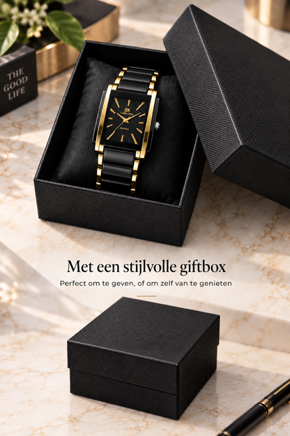 Aruid – Rechthoekig herenhorloge – Analoog kwartshorloge – Zakelijk & stijlvol