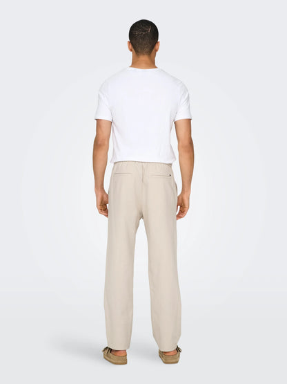 Olivier - Heren Comfort Zomerbroek met Trekkoord – Katoen/Linnen – Lente / Zomer